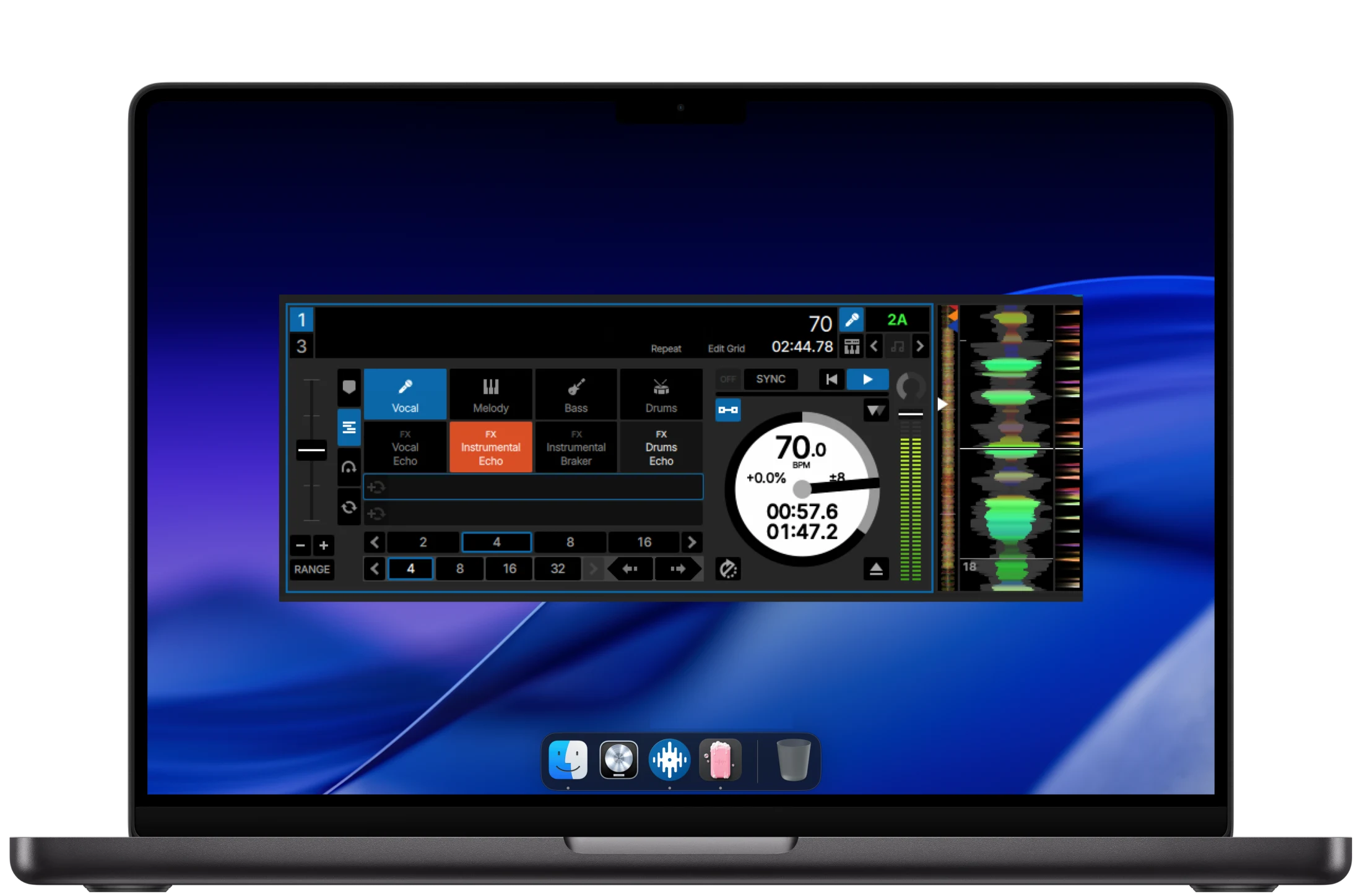 High-quality custom stems playing natively inside Serato DJ on Mac